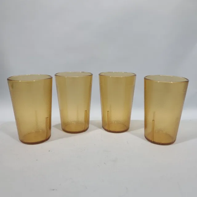 4 Carlisle 5501 Amber 5oz Plastic Tumbler Stackable Small Juice Glass Diner Styl