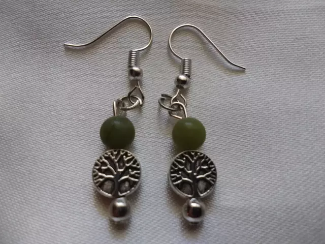 Celtic Tree of Life Earrings Connemara Marble Beads 925 Sterling silver Irish