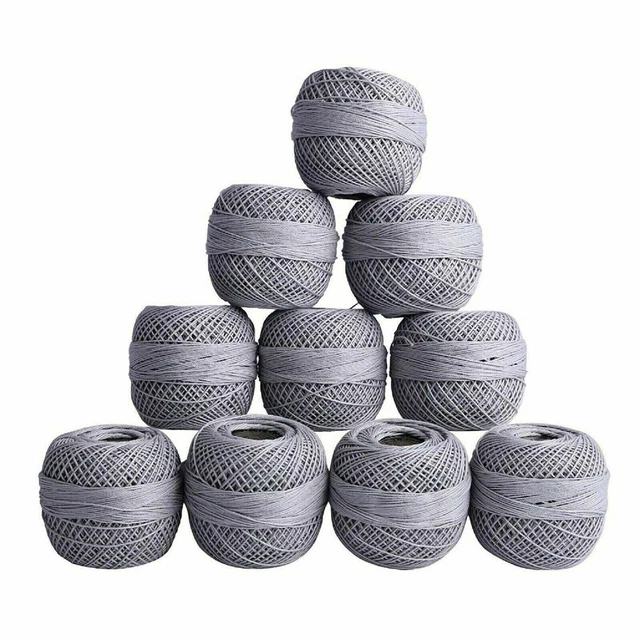 Fil de coton au crochet rose rouge fil à tricoter mercerisé gris Lot de 10 PC