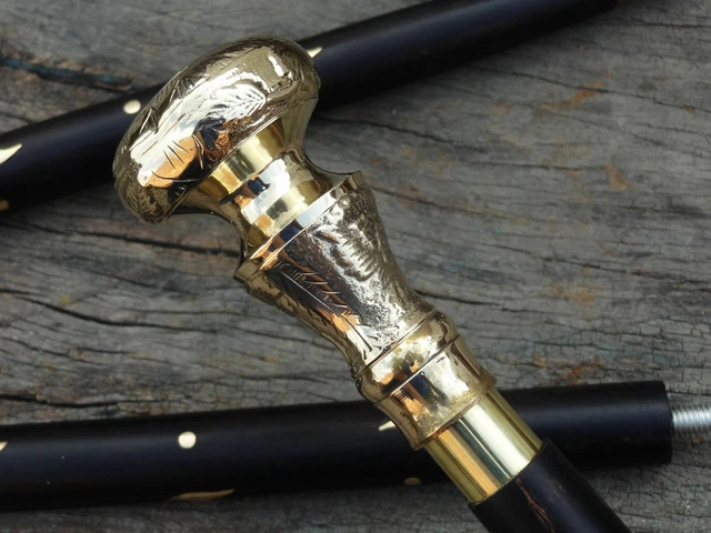 Dolchi Canne De Marche Télescopique Victorienne En Laiton - Canne Pliable Steampunk Bois Pour Homme Et Femme