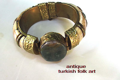 great antique ottoman bracelet bone agate stone trumpet closure