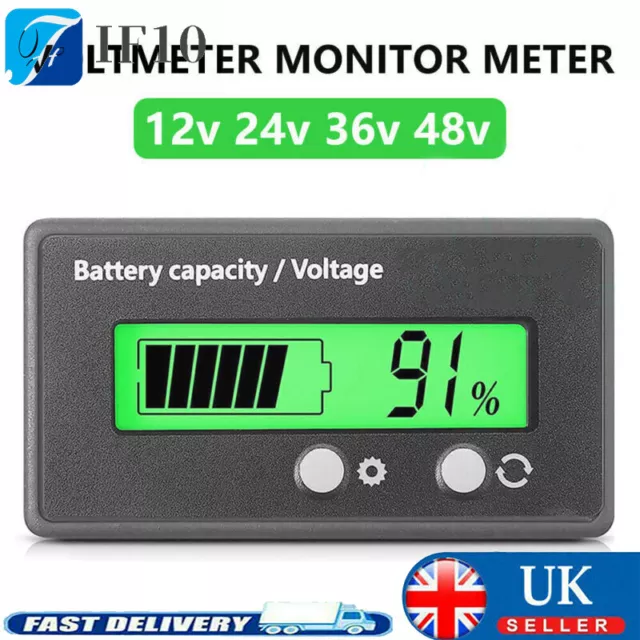 Indicatore Capacità Batteria Tester Tensione Display LCD Monitor Acido Piombo 12V-48V