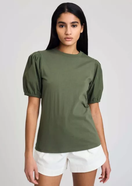 Derek Lam 10 Crosby, Army Green Puff Sleeve T-Shirt - new with tags