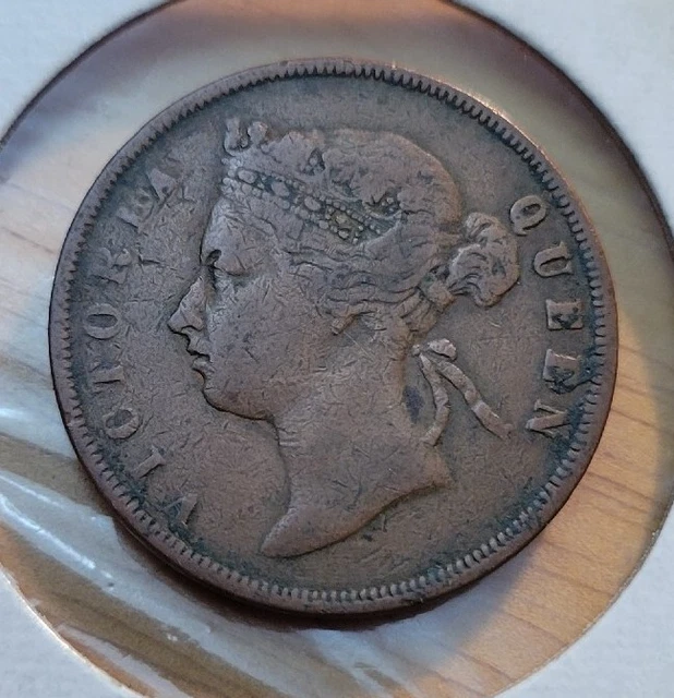 1883 Straits Settlement Queen Victoria 1 Cent World Coin 1883 Straits Settlement Queen Victoria 1 Cent World Coin