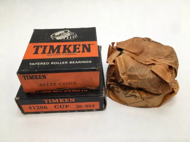 Timken 41125/41286 Taper Bearing Cone&Cup 1-1/8" ID 2.859" OD USA 3