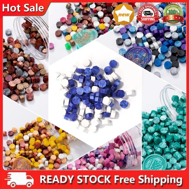 100pcs Vintage Octagonal Seal Wax Beads for DIY Craft Tools (B)