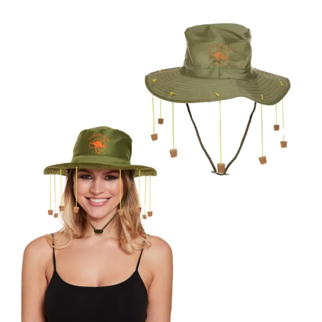 Australian Hat With Corks Crocodile Dundee Aussie Fancy Dress Party CostumeH7001