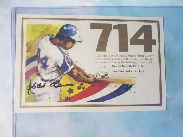 Hank Aaron Record Tying RUTH 714th Home Run Certificate I Was There April 4 1974