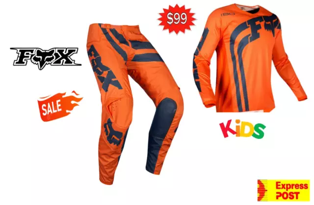 NEW Fox Youth Motocross pants & jersey set KTM Orange Cota Kids BMX MX Dirt bike