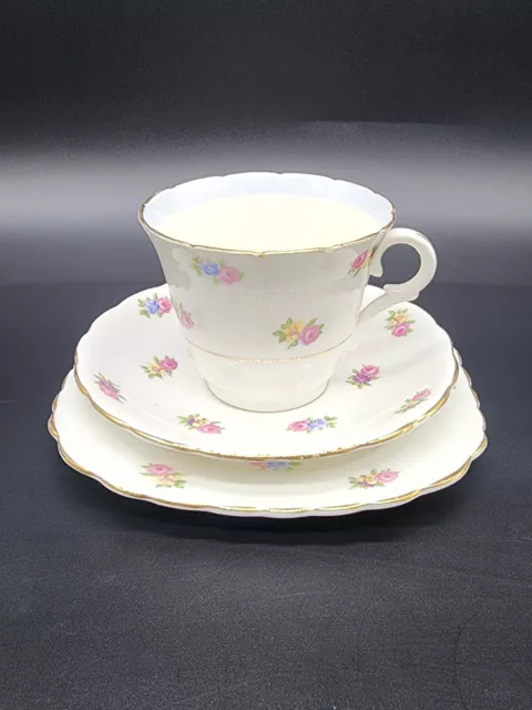 Vintage Colclough Bone China Trio Cup Saucer Plate Floral Pink Roses