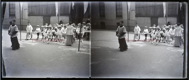 France NEGATIVE Photo Ceremony c1930 Vintage Stereo Glass Plate PL28L9n 2