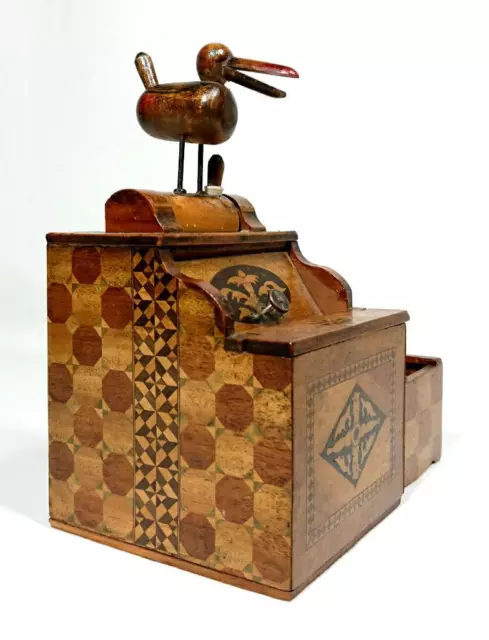 Antique Japanese Marquetry Cigarette Dispenser c1920s 2