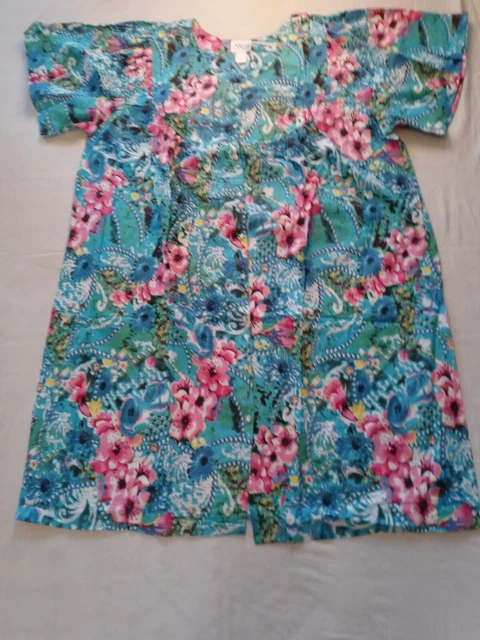 Woman’s SWAYER CREEK SHORT SLEEVE SNAP BUTTON ROBE 3XL INDIA FLORAL PRINT DESIGN