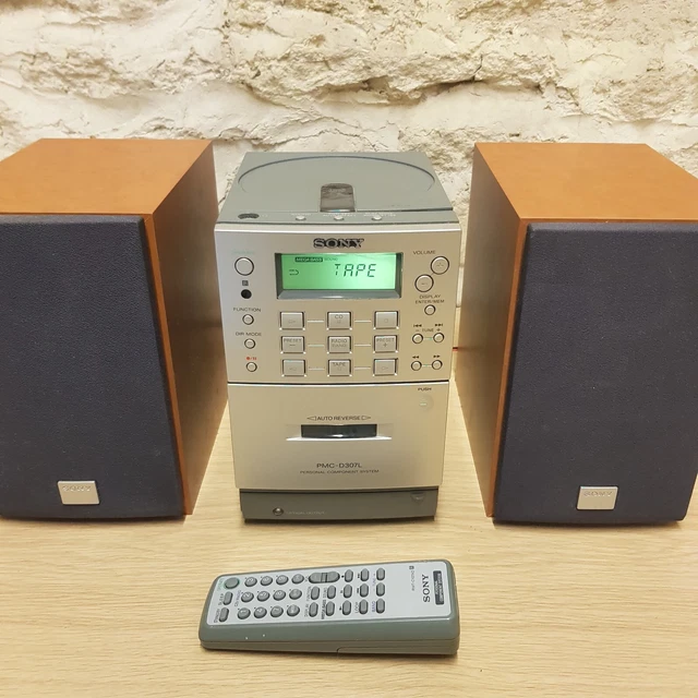 SONY PMCD307L HIFI System Mini Compact Bookshelf Tap MP3 Aux In Remote