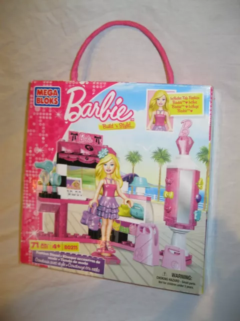 Année 2012 MEGA BLOKS BARBIE BOUTIQUE FASHION STAND 80211 100% COMPLET en BOÎTE