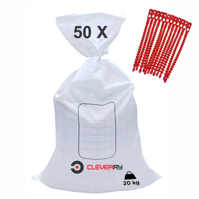 50 Stück PP Gewebesäcke 600 x 400 mm 20kg Hochwasser Sandsäcke Gewebesack