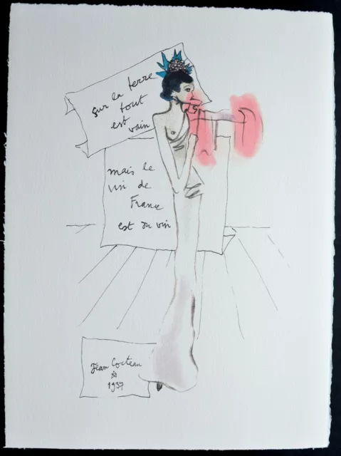 Lithographie de JEAN COCTEAU    " VINS , Terre "   signée