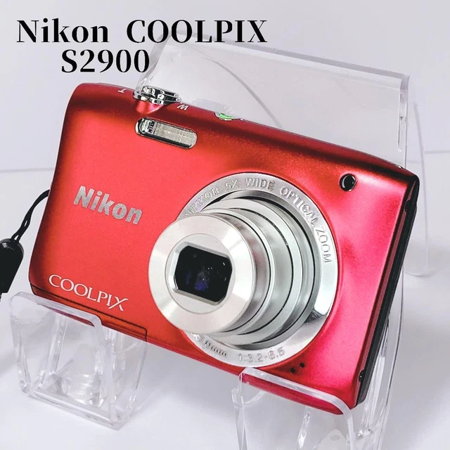 NIKON COOLPIX S2900 Red Digital Camera Body Battery Charger Tested