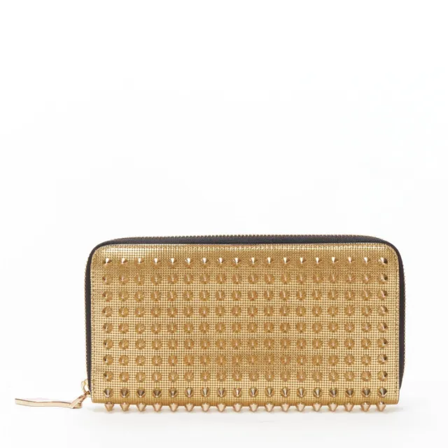 CHRISTIAN LOUBOUTIN Panettone gold studded leather zip around long wallet