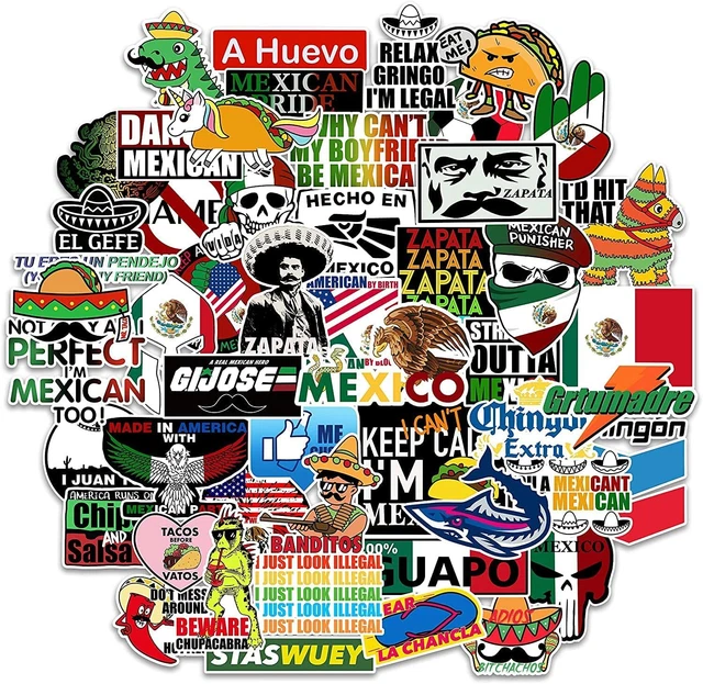 Mexican Hard Hat Stickers [50pcs] Mexico Pride - Funny Vinyl Sticker for...