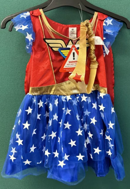 Childs Wonder Woman Fancy Dress Costume DC Comic Superhero Kids Girls 5-6 Years