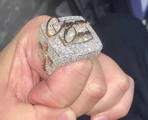 Anillo de cartas personalizado de circonio cúbico de corte redondo y baguette de 4,0 quilates plata 925