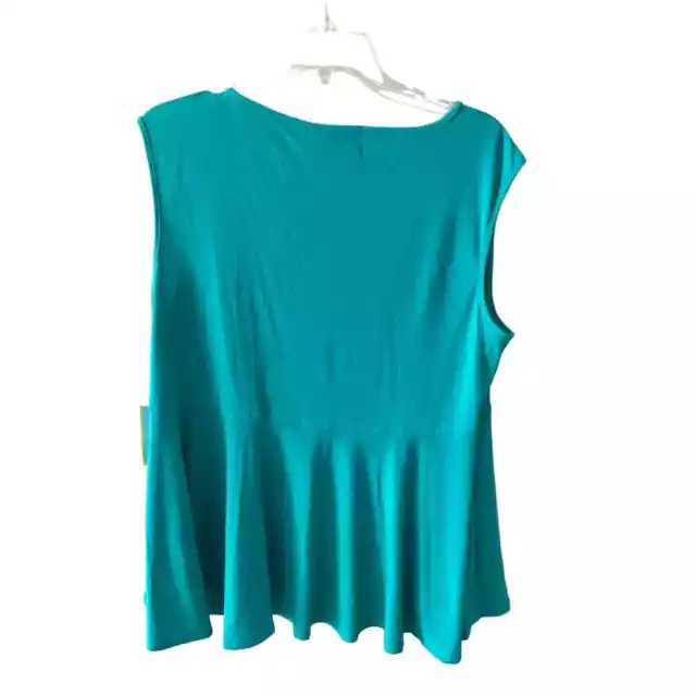Cece Blouse Top Women's Size L Green Sleeveless Pullover Round Neck Ruffle Hem 2