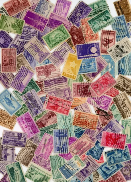 LOT of 100 DIFFERENT USED US postage stamps 3 CENT 1939-1958 FREE SHIPPING 3C