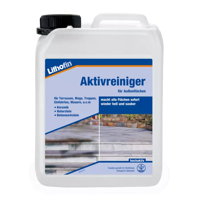 Lithofin Aktivreiniger Außenreiniger Steinflächen Keramik Naturstein 2,5 L