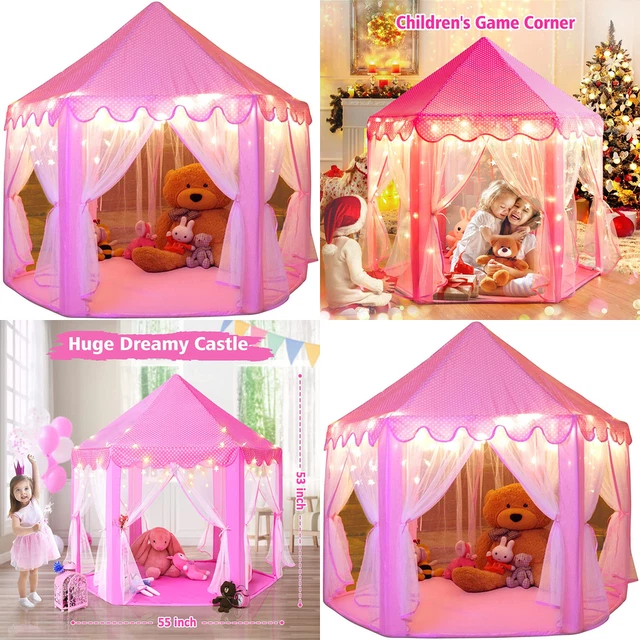 Girls LARGE Princess Playhouse Tent Kids Castle Star Lights Pretend Play Toys