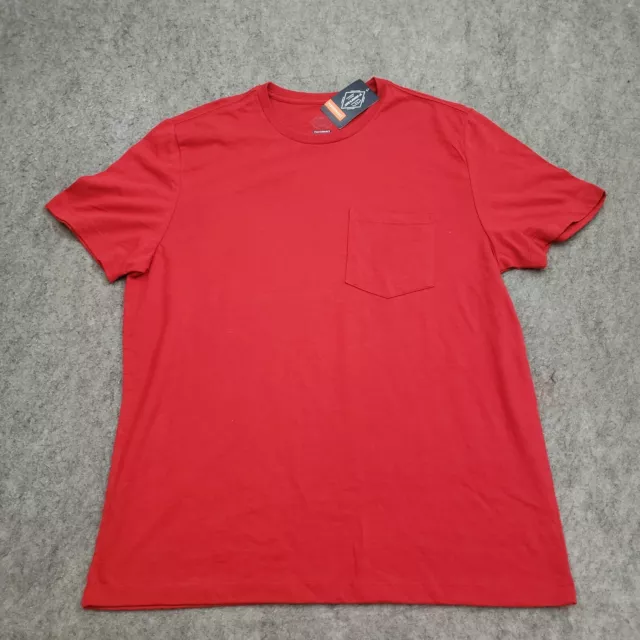 NEW St Johns Bay Shirt Mens Large Red Short Sleeve Casual Cotton Pocket Adult