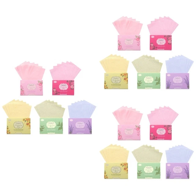 1500 piezas de papel secante de aceite facial (100 piezas de papel rosa de lino, 100 piezas