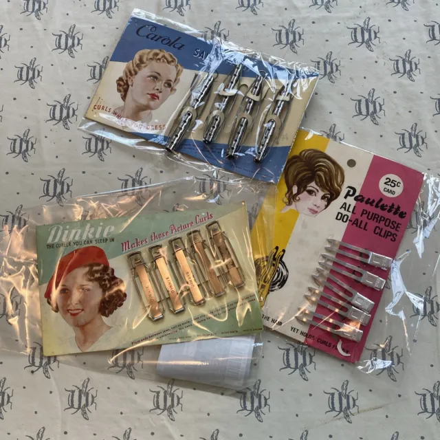 Vintage Hair Clips X3 1940’s 50’s 60’s? Great Packaging