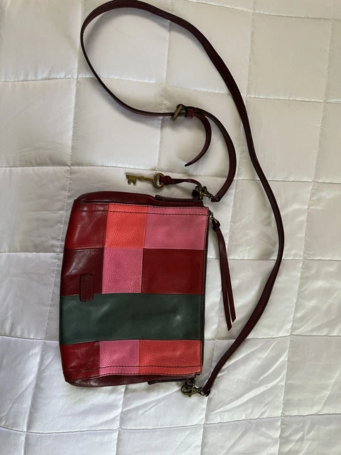 Fossil pink patchwork leather purse - small crossbody