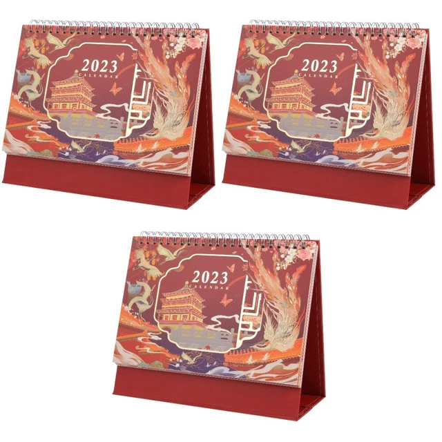 3 Pack Calendario Tavolo 2023 Carta Ufficio Agenda Scrivania Mensile Pieghevole