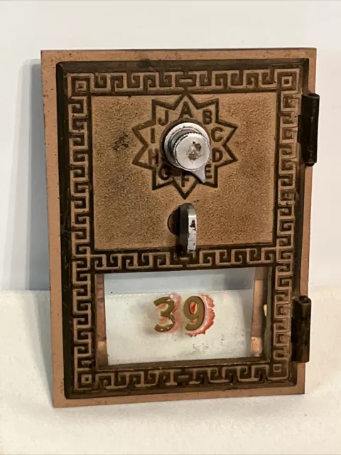 Vintage Keyless Lock Co 1956 Brass Post Office Box Door Postal Box Door #39