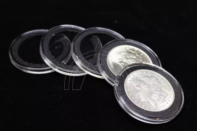 10 Genuine Airtite Coin Capsules w BLACK Rings for US Large Silver Dollars 38mm