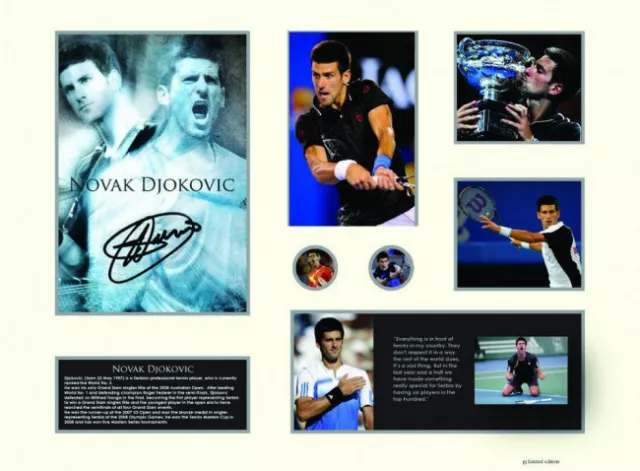 New Novak Djokovic Signed Limited Edition Memorabilia Framed