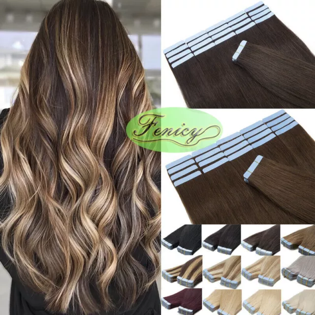 20-40 Extensions de cheveux NATURELS TAPE BANDES ADHESIVE REMY HAIR GRADE 9AAAA
