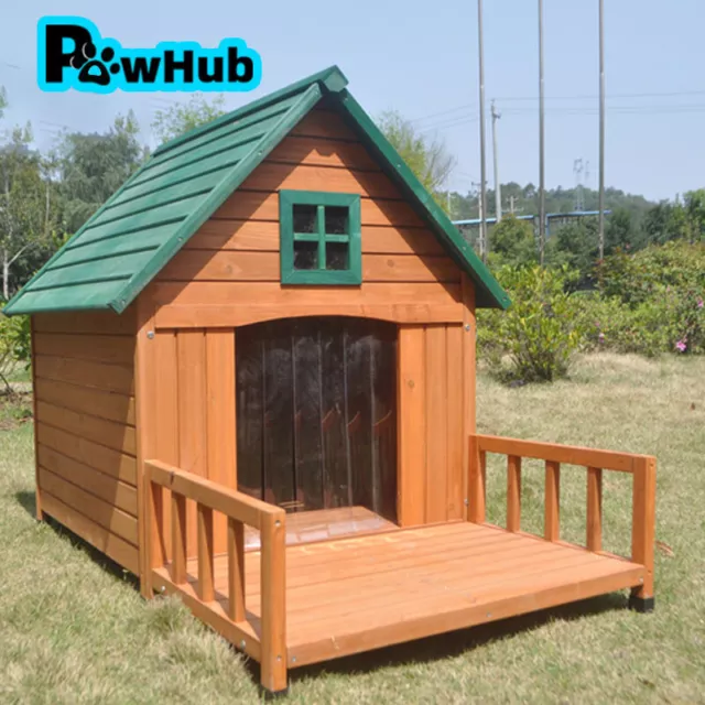 PawHub Xl Large Dog House Kennel Pet Timber Wooden With Decking