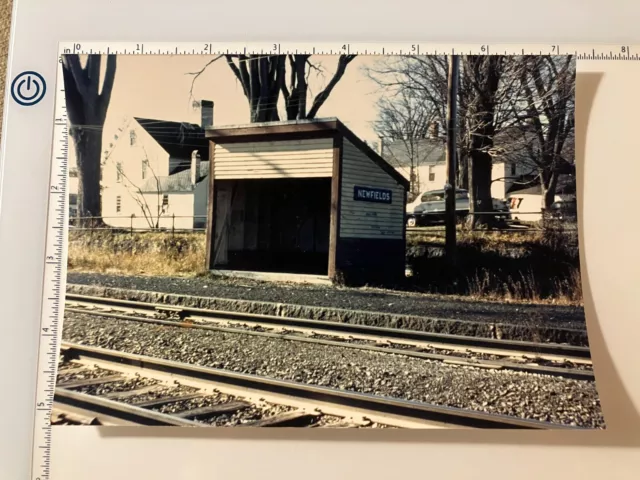Vintage photo Boston & Maine Railroad train building Newton NH or MA ? color