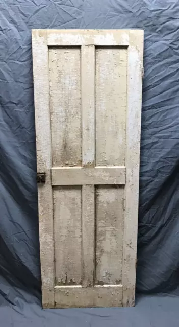 Single Antique Wood 4 Panel Shabby White Cabinet Cupboard Door VTG 21x60 188-23B