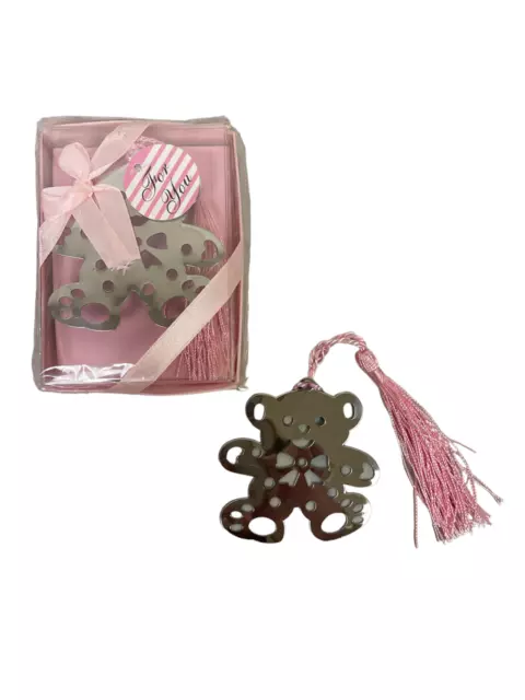 Charmed Adorable Bear Bookmark Baby Shower Party Favors 2 Pieces Pink