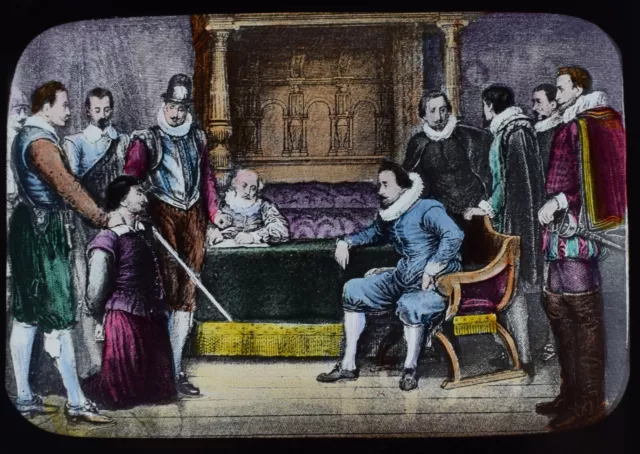 THE INTERROGATION OF GUY FAWKES C1890 Magic Lantern Slide ENGLISH HISTORY