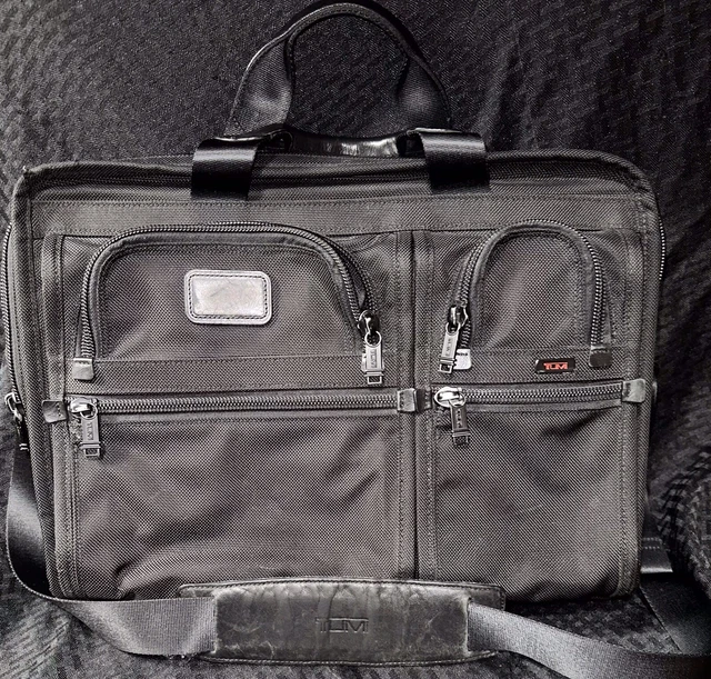 TUMI ALPHA Briefcase Black Ballistic Expandable Computer Laptop Bag 26114DH