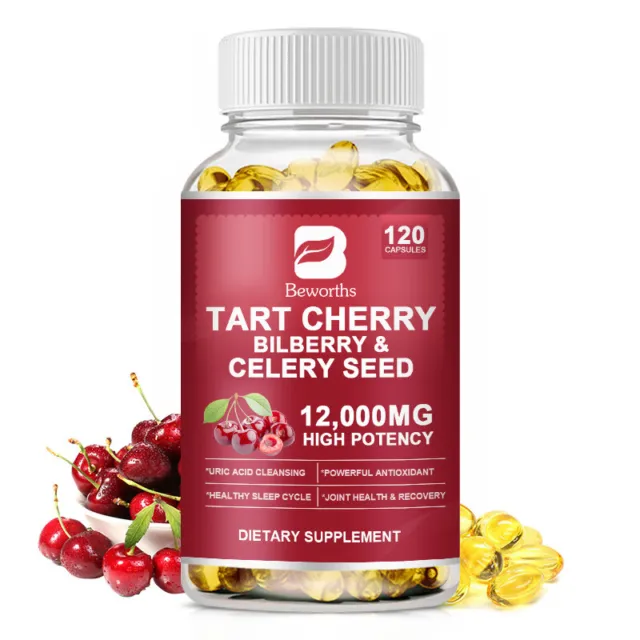 12000mg Tart Cherry Extract 120 Veggie Capsules Strength 10:1 Extract Uric Acid