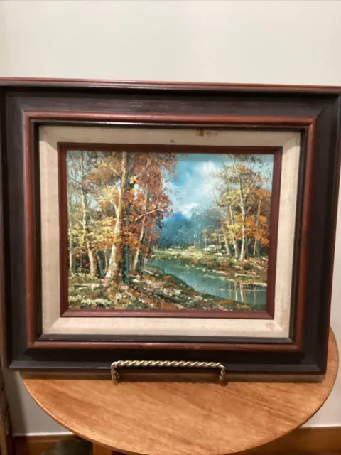 Vintage J.Medina signed Oil Painting on Canvas “ Fall Forest “