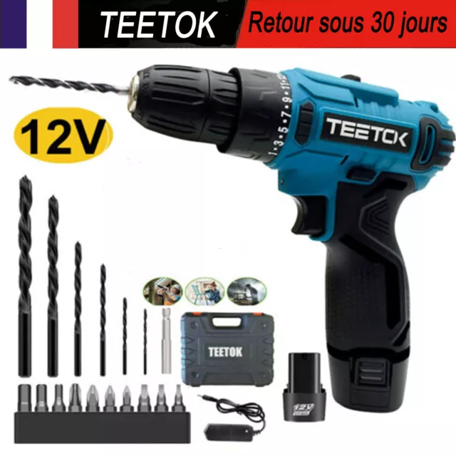 12v Perceuse Électrique Sans Fil Set 40n.m Max Perceuse 2 Vitesses 3Ah Batterie