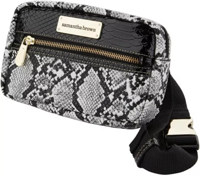 Samantha Brown Embossed Hip Waist Bag - WHITE/BLACK