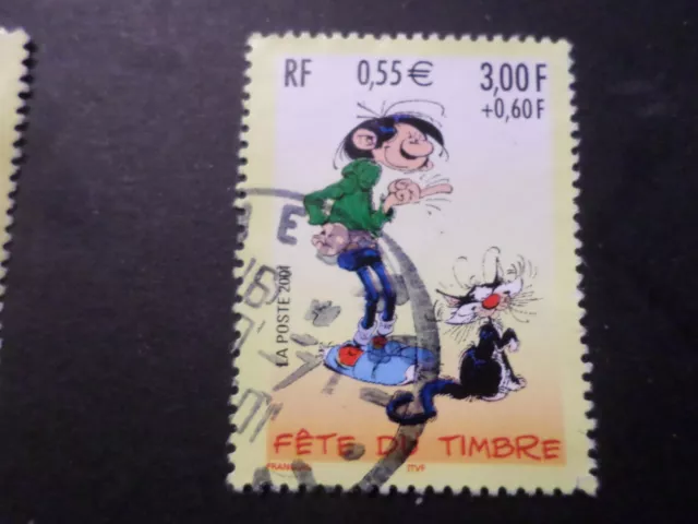 FRANCE 2001, FETE timbre 3371 émis en carnet LAGAFFE, BD COMICS oblitéré